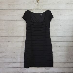 Ann Taylor Elegant Black Tiered Cap Sleeve Cocktail Holiday Party Dress Size 14